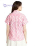Polka Dot Cotton Short-Sleeve Rounded-Hem Button-Down Shirt For Women - Safqqa Egypt