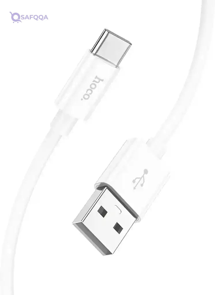 Hoco X87 - Magic Silicone Charging And Data Transmittion Cable (3A - 1M), USB-C Plug Compatible With Samsung Huawei Xiaomi Oppo - White - Safqqa