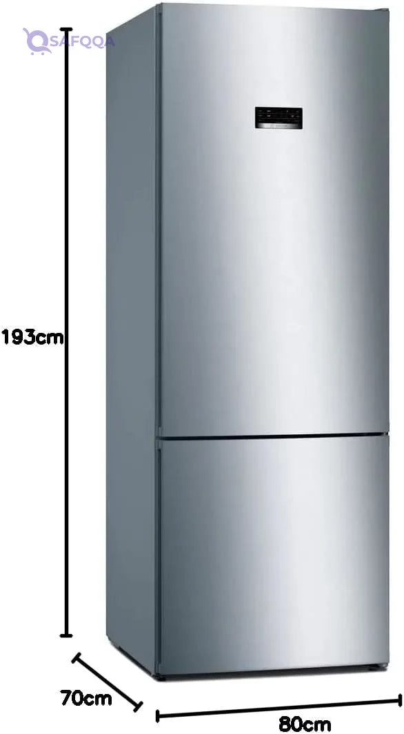 Bosch Refrigerator With Bottom Freezer, 193 x 70 cm - 505 liters - Stainless Steel, Silver - Safqqa