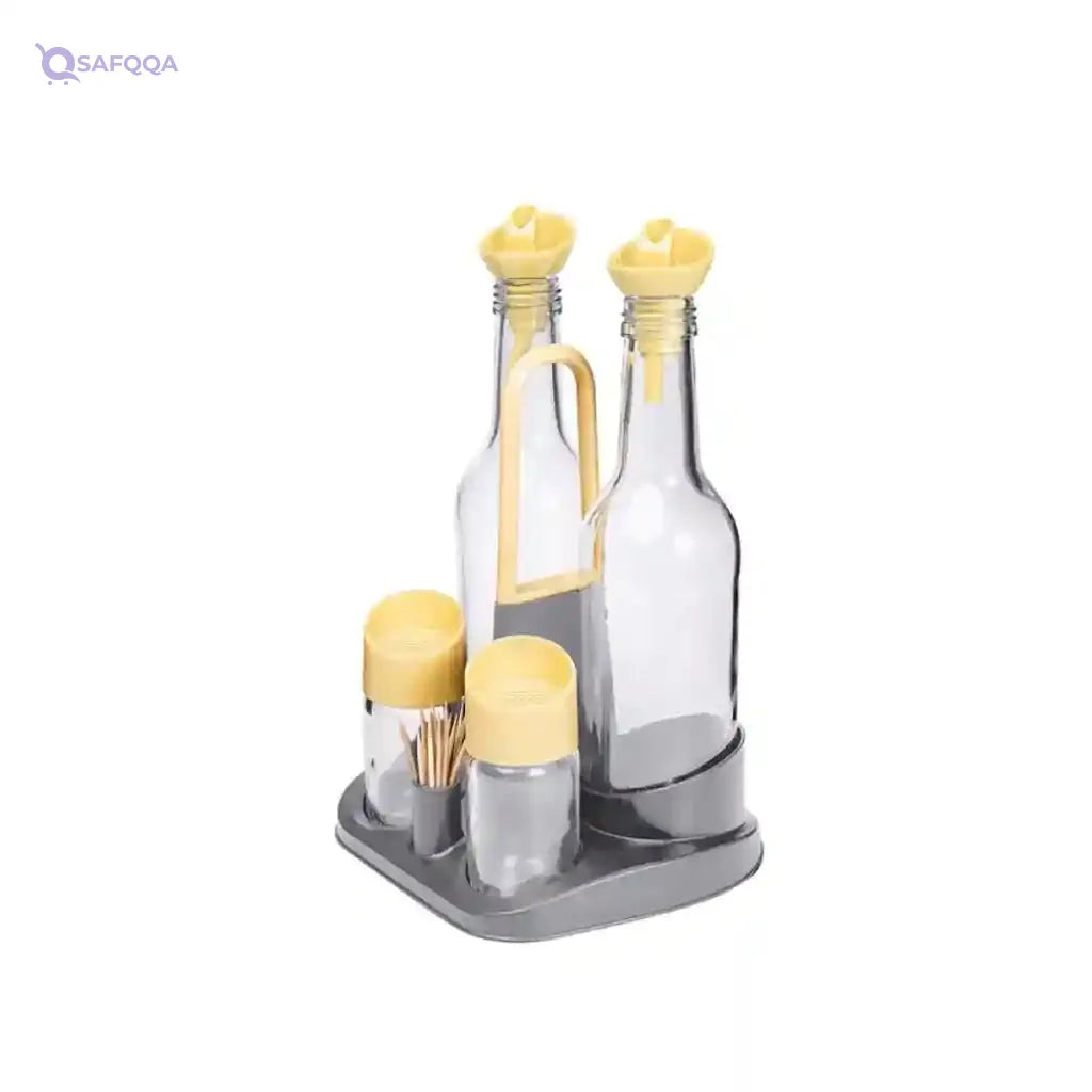 Herevin Oil and Vinegar Bottle and Salt Shaker Set - Sand, Glass Bottles with Stoppers, Made in Turkey (Kitchen, Dining, Entertaining) - Safqqa