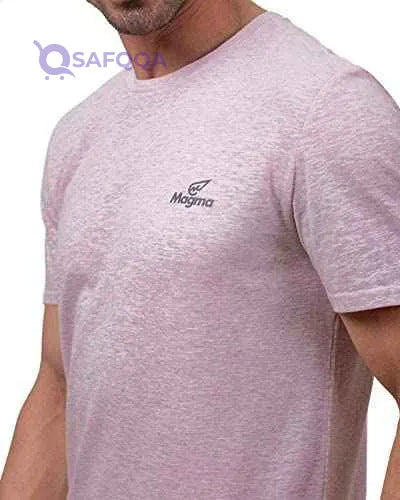 Magma Basic Contrast Chest Logo Print Short Sleeves Round Neck Sports T-Shirt for Men - Safqqa Egypt