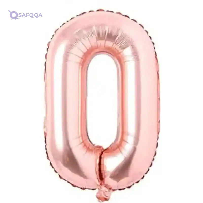 Foil Large Number Zero Shaped Balloon Can Fills With Air Or Helium High Quality Materials Specially Made For Birthday Party Decoration 82x72 Cm - Rose Gold - Safqqa