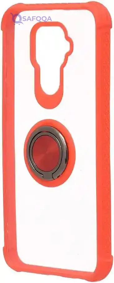 Generic Plastic Phone Case With Silicone Protection Edges And Metal Finger Holder Compatible With Huawei Mate 30 Lite/Nova 5i Pro 6.26 Inch - Red - Safqqa Egypt