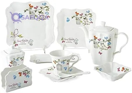 Opalina Breakfast Square Shape Dinner Set – 42 Pieces - Safqqa