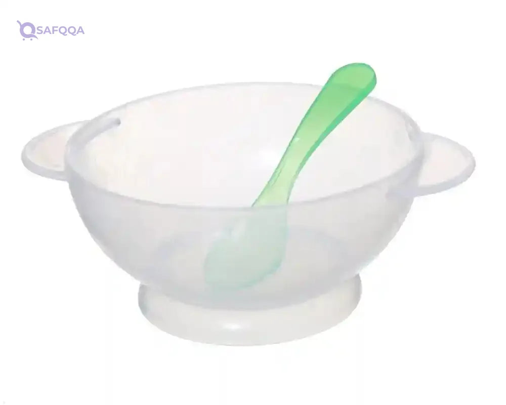 Plastic Food Set With Lid For Kids 2 Pieces (Plate+Spoon), Green DR-A-558 - Safqqa