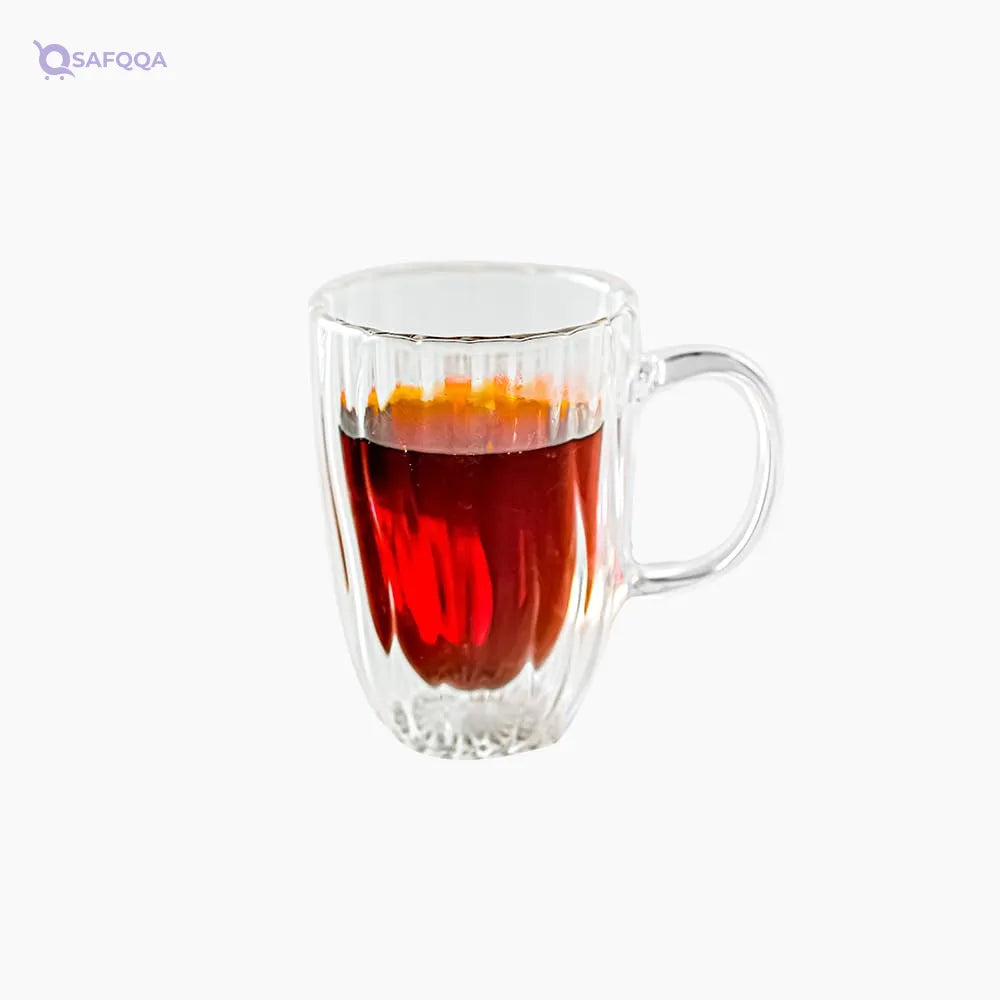 Zinnia Glass Coffee Cups, 300ml High-quality transparent glass - Safqqa
