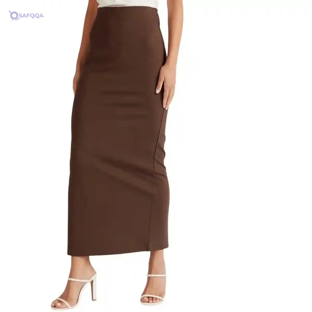 Solid Maxi Pencil Skirt with Slit Detail - Safqqa Egypt