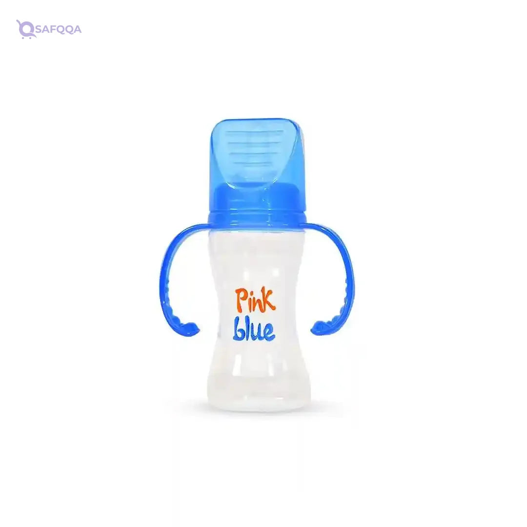 Pink Blue Baby Bottle With Handle 160 ML For Your Babies - Blue - Safqqa