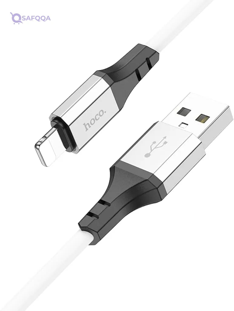 Hoco X86 - Spear Silicone Charging And Data Transmittion Cable , USB-A To Lightning Plug, Compatible With Apple iPhone iPad Airpods - Safqqa
