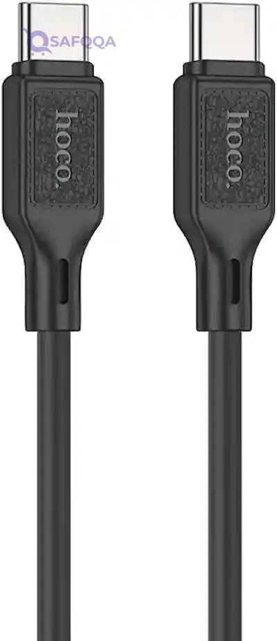 Hoco X90 - Cool Silicone Fast Charging And Data Transmittion Cable (60W - 20V- 3A - 1M), USB-C To USB-C Plug, Compatible With Samsung Huawei Xiaomi Oppo - Black - Safqqa Egypt