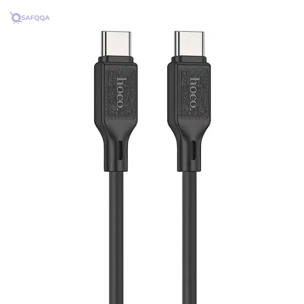 Hoco X90 - Cool Silicone Fast Charging And Data Transmittion Cable (60W - 20V- 3A - 1M), USB-C To USB-C Plug, Compatible With Samsung Huawei Xiaomi Oppo - Black - Safqqa Egypt