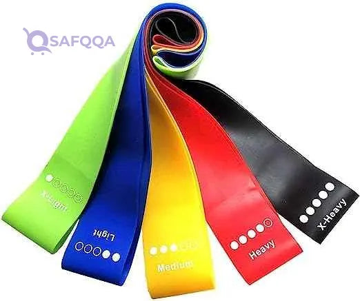 Generic 5PCS 100% Original Latex Resistance Bands: 5 Levels (10-35 lbs) - Medium Tension, Multicolour - Fitness, Cross Fit, Yoga, Exercise, Physical Therapy - Safqqa
