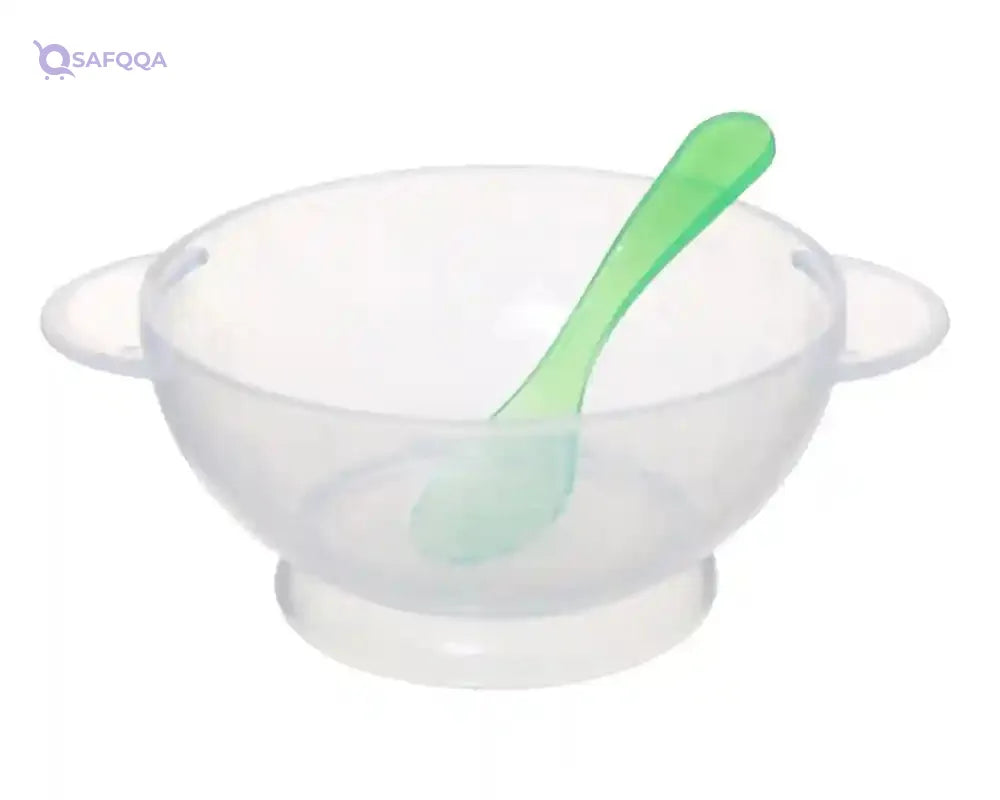 Plastic Food Set with Lid for Kids – 2 Pieces (Plate + Spoon) - Safqqa