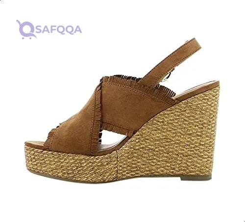 Sprox Criss-Cross Strap Side Buckle Wedges for Women - Safqqa