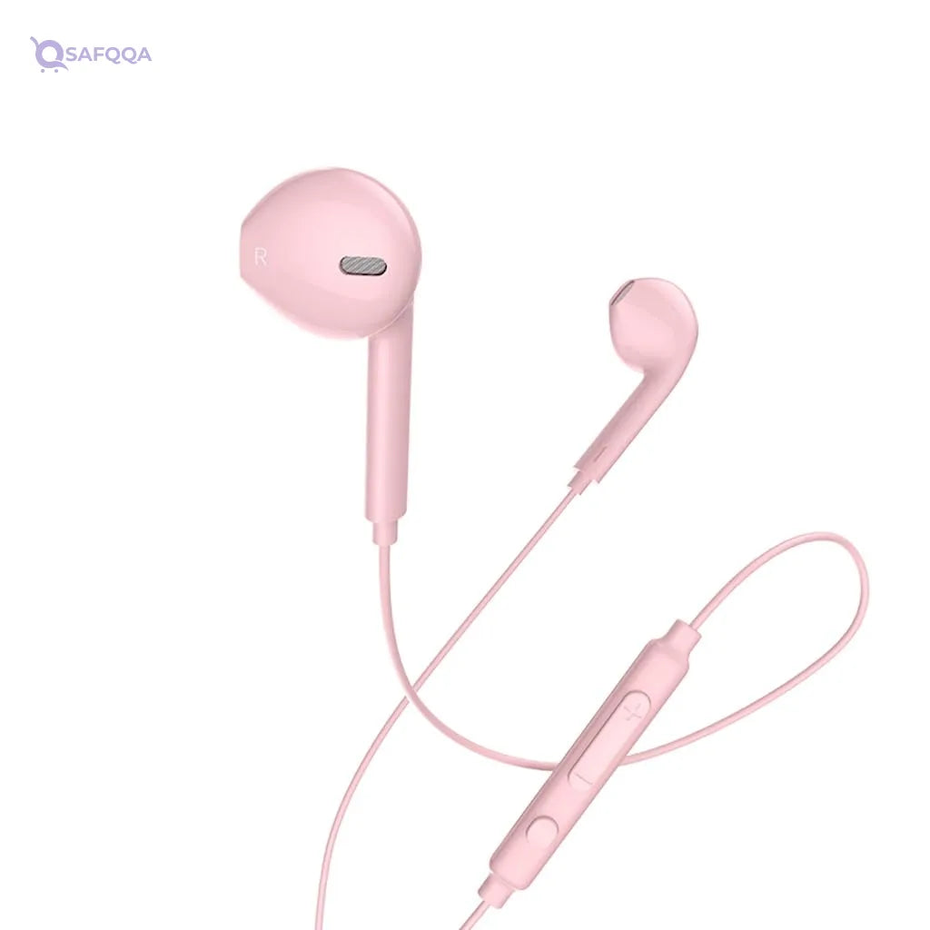 HOCO M55 Memory sound wire control earphones with mic,• Wire controls for easy music and call management - Safqqa