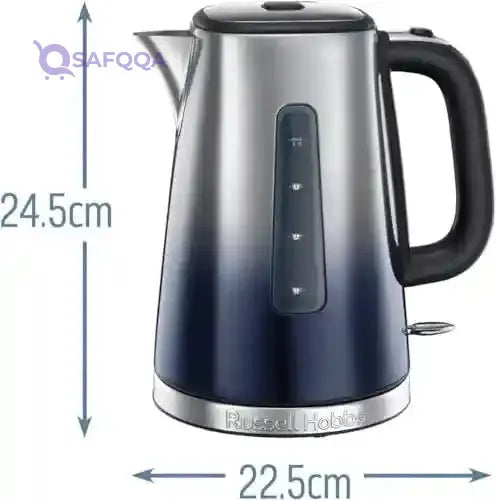 Russell Hobbs Eclipse Electric Kettle, 1.7L, 3000W – Rapid Boil, Quiet Operation, Perfect Pour Spout, Stainless Steel, Midnight Blue – Model 25111 - Safqqa Egypt
