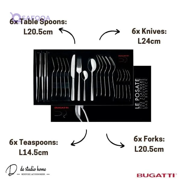 Bugatti Metropolis Cutlery Set – 24 Pieces - Safqqa