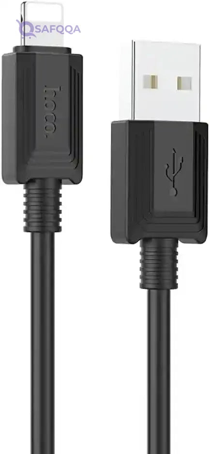 Hoco X73 - Charging And Data Transmittion Cable (2.4A -1M), USB-A To Lightning Plug, Compatible With Apple iPhone iPad Airpods - Black - Safqqa