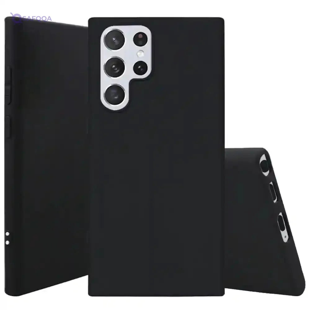 Compatible with Samsung Galaxy S22 ULTRA Case, Flexible Silicone Protective Phone Case (Black) - Safqqa