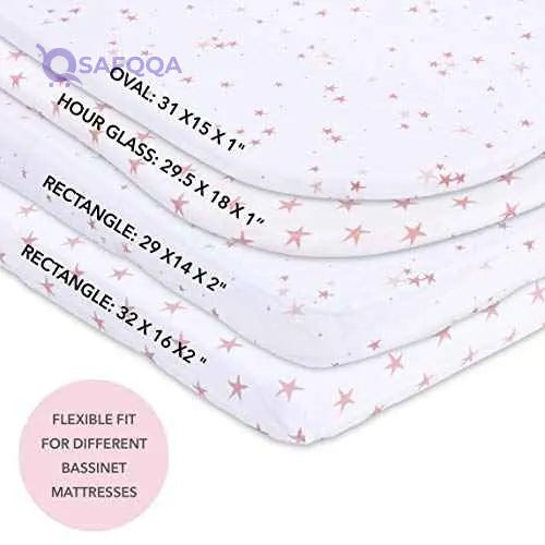 Ely’s & Co. Patent Pending Waterproof Bassinet Sheet 2-Pack Set for Baby Boy - 100% Cotton, Jersey Knit Cotton Sheets with Waterproof Lining - Safqqa