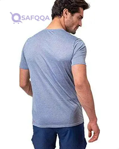 Magma Contrast Chest Logo Print Short Sleeves Round Neck Slim-Fit Sports T-Shirts for Men - Safqqa Egypt