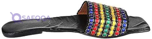 OX Faux Leather Multicolor Slides OX0011 For women - Safqqa