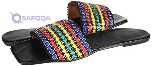OX Faux Leather Multicolor Slides OX0011 For women - Safqqa