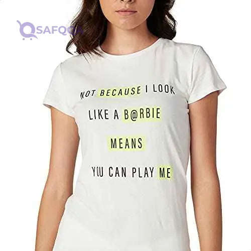 Splash Printed Words Short SLeeves Cotton T-Shirt for Women - Safqqa Egypt