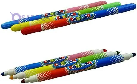 Carioca Bi-Color Twin Nib Felt Tip Pen (Pack of 6) - Safqqa