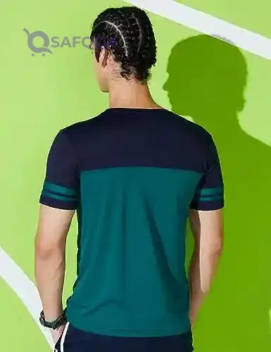 Amazon Brand - Symbol Men's Colorblock Active T-Shirt, Regular Fit - Viridian Green - Safqqa Egypt