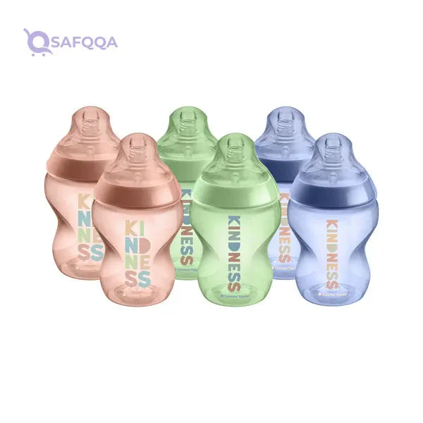 Tommee Tippee Closer Bottle, X6 Bottles, 260 ml Soft silicone teat for a natural latch - Safqqa