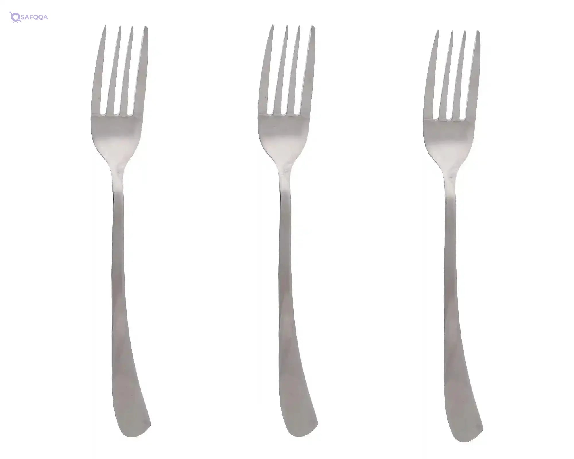 Zinnia Stainless Steel Curvy/Mirror Table Forks 3-Piece Set, - Safqqa