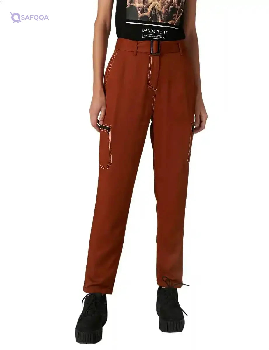 Splash Contrast Stitching Straight Pants for Women - Safqqa Egypt