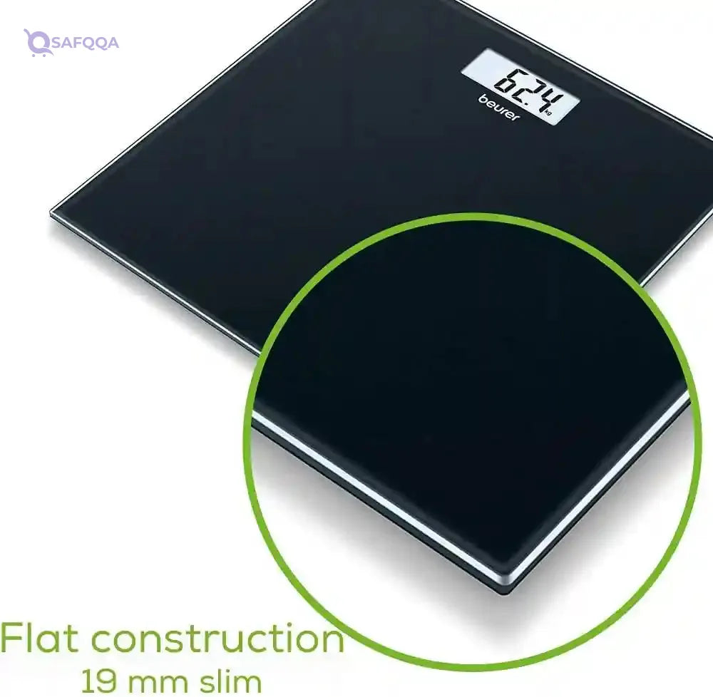 Beurer GS10 Digital Glass Scale, Maximum Weight 180 Kg - Black - Safqqa Egypt