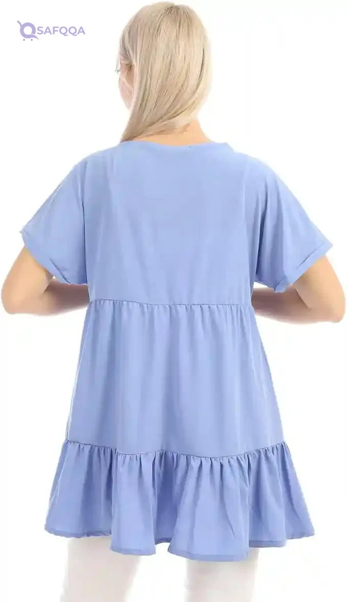 JAMILA Women Short Sleeves Tiered Deep V Neck Dress - Safqqa Egypt