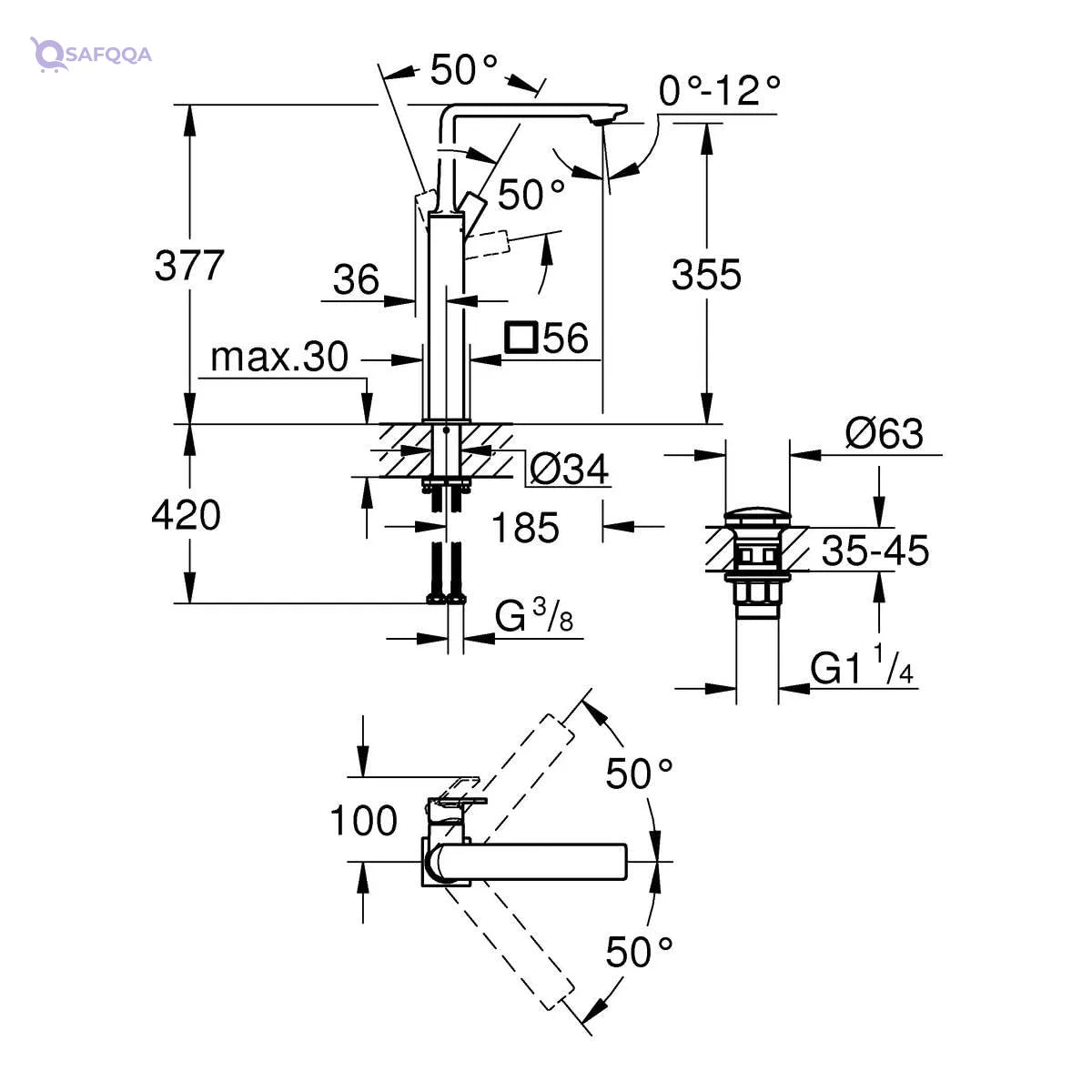 Grohe Single-Lever Basin Mixer 1/2'' - Safqqa