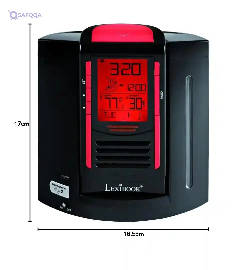 Lexibook - RL2000 - Radio Digital, Black, One Size, Modern, Unisex, Multi-Display, Tabletop, AC/Battery Powered, Clock - Safqqa