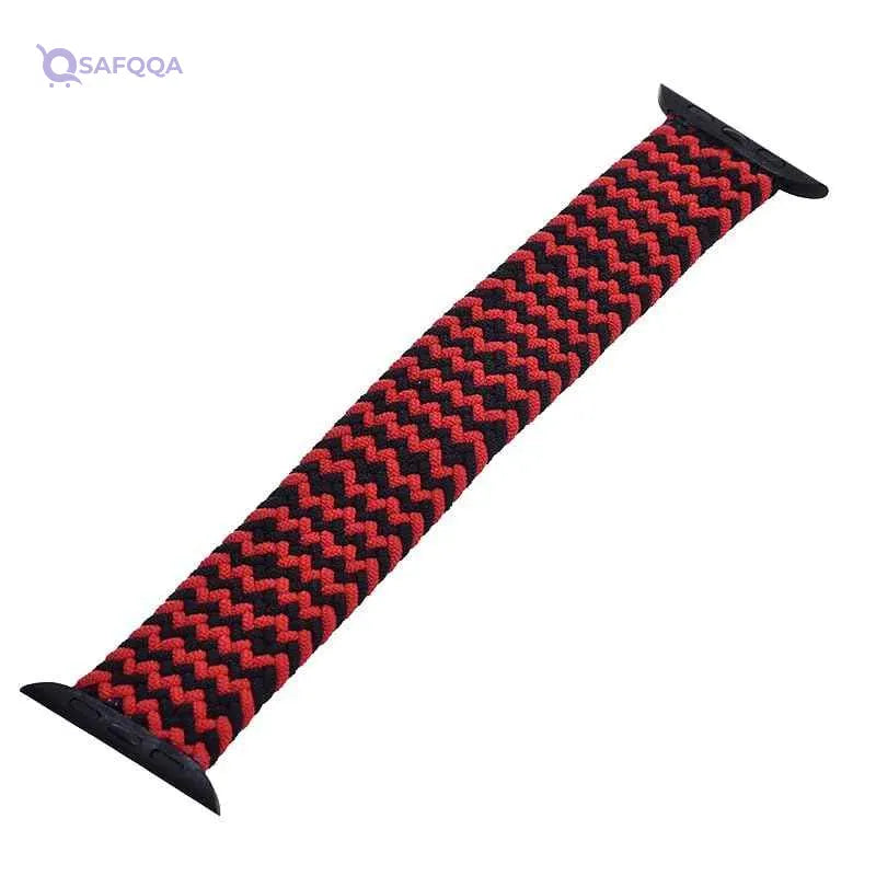 Generic Fabric Adjustable Watch Strap With Zigzag Design For Unisex Compatible With Watch Band 42/44 MM - Black Red - Safqqa Egypt