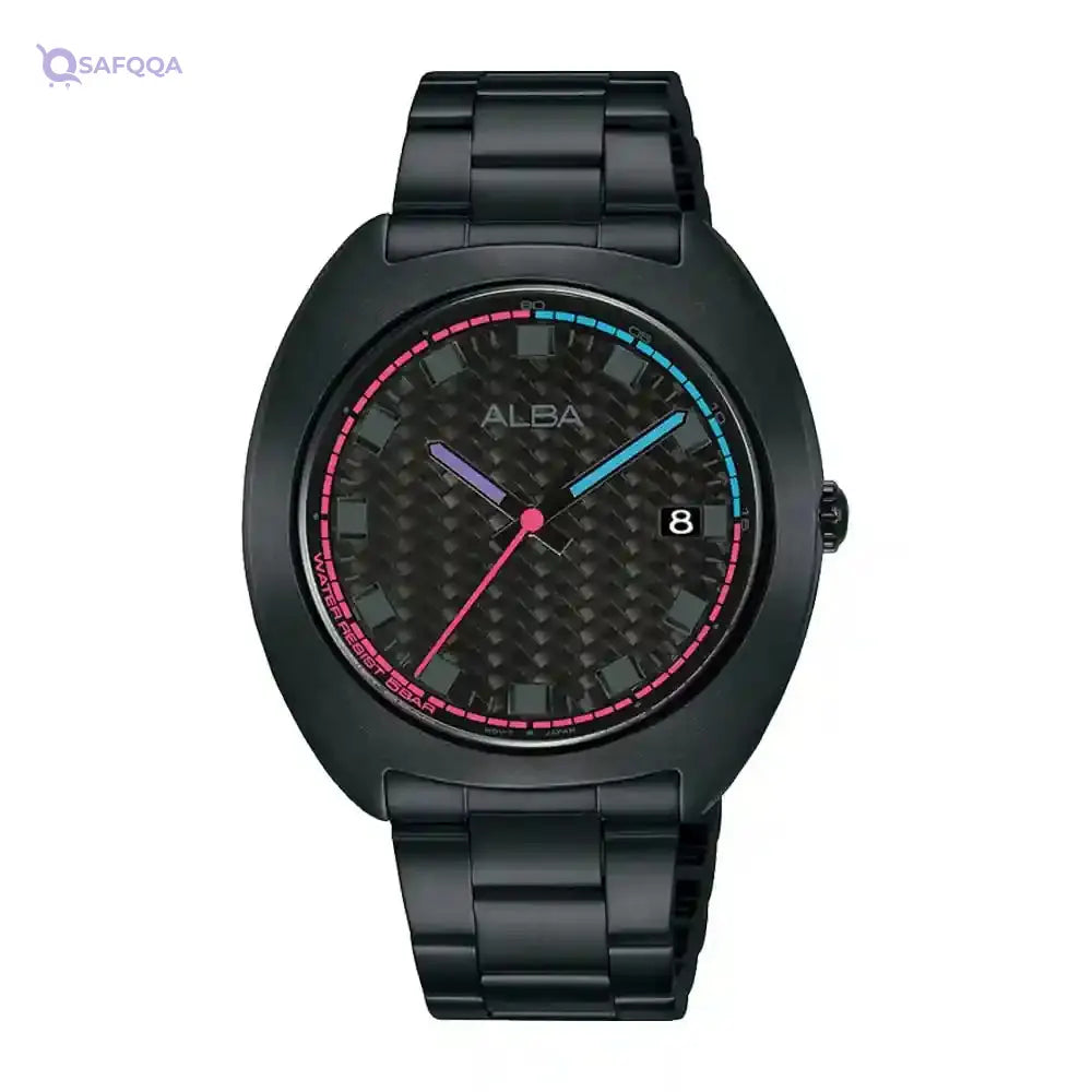 Alba Men’s Watch – Quartz Movement, Analog Display, Black Stainless Steel Strap (AS9K91X) - Safqqa