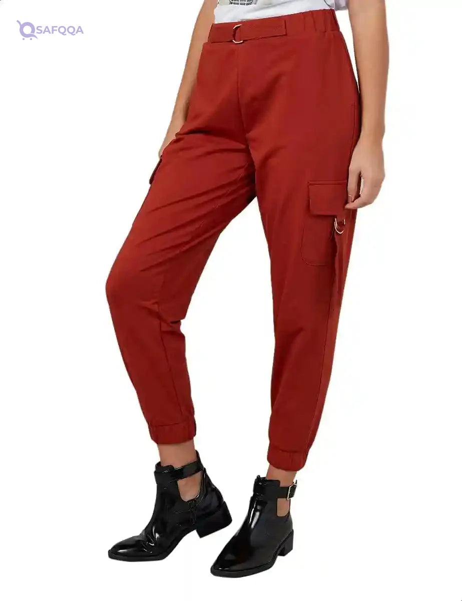 Splash Cotton Elastic Waist Above Ankle Pants for Women - Safqqa Egypt