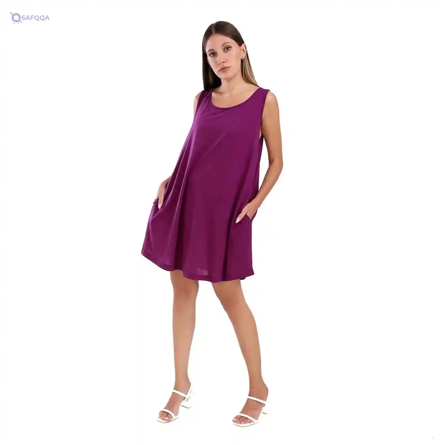Jamila Women Women Sleevless Short Dress With 2 Pockets DRESS - Safqqa Egypt
