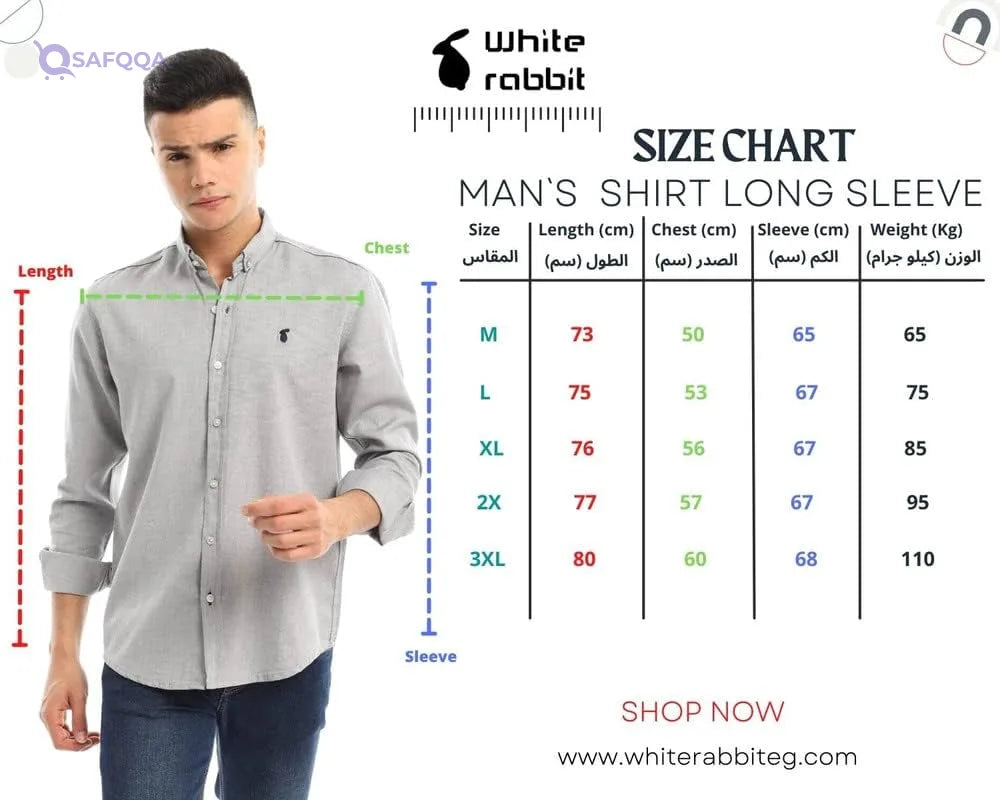 White Rabbit Shirt For Mens Comfortable fit suitable for all-day wear - Safqqa