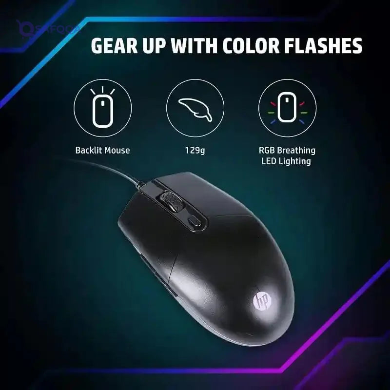 HP M260 RGB Backlighting USB Wired Gaming Mouse, Customizable 6400 DPI, Ergonomic Design, Non-Slip Roller, Lightweighted /3 Years Warranty (7ZZ81AA),Black - Safqqa Egypt