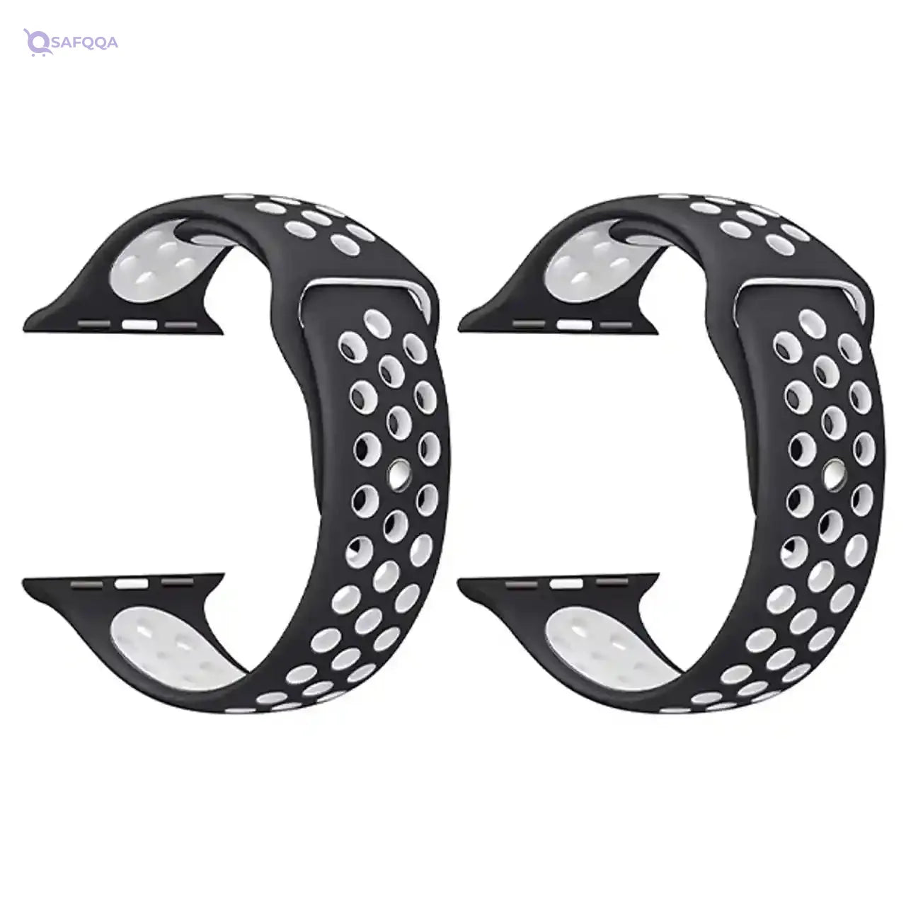 Strap watch openwork 2 pieces for apple watch size 42/44 black/white - Safqqa Egypt