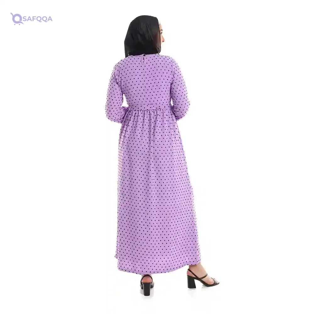 Jamila Women Long Sleeves Long Dress with Adjustable Belt Dress - Safqqa Egypt