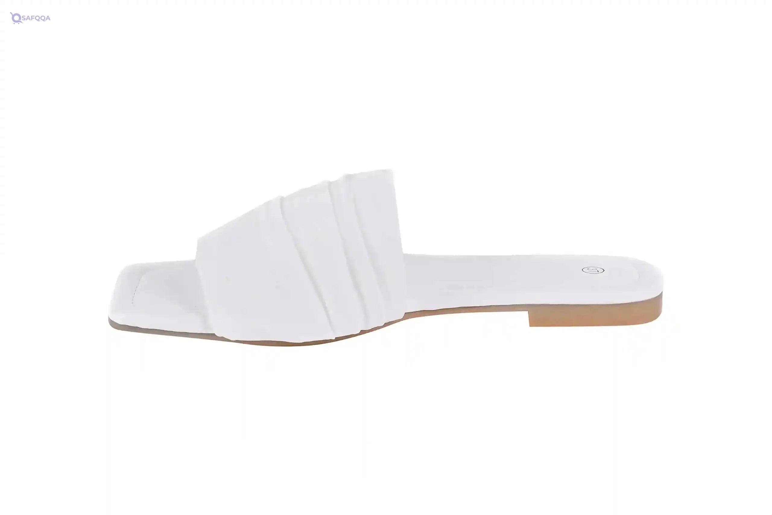 Pixi Faux Suede Square-Toe Gathered Strap Slide Slippers for Women - Safqqa Egypt