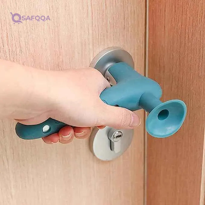 Silicone Door Handle Cover Sleeve Child Safety Door Knob Protector Guarder Cushion Anti-collision for Office Home (2, Blue) - Safqqa