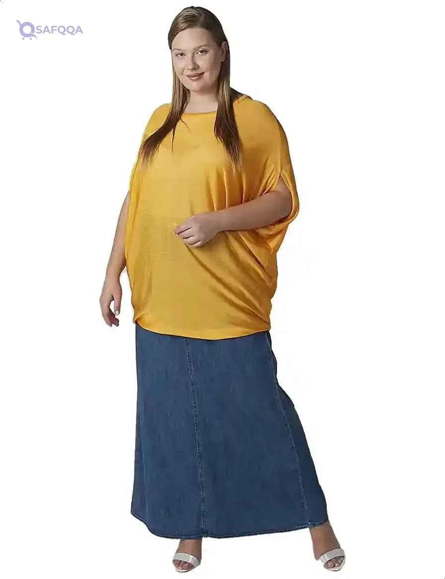 Splash Plain Short Sleeves Round Neck Blouse for Women - Safqqa Egypt