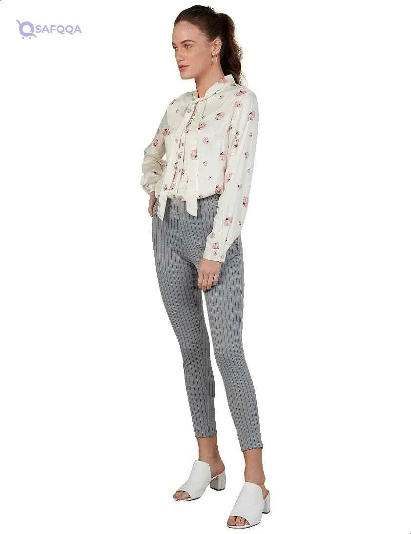 Splash Striped High-Waist Slim-Fit Pants for Women - Safqqa Egypt