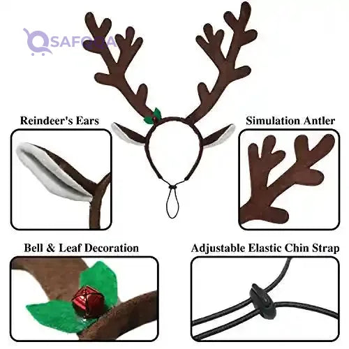Rypet 2 PCS Christmas Reindeer Antler Headband with Ears for Medium and Large Dogs - Safqqa Egypt